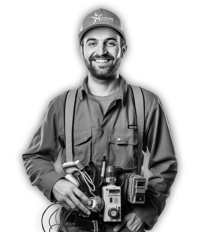 Michigan Electrical Company Electrician with Tools and Uniform