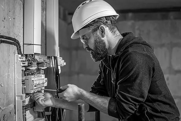 electrician repairing and troubleshooting a commercial electrical system